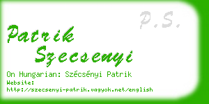 patrik szecsenyi business card